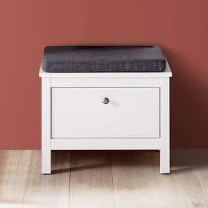Valdo Wooden Seating Bench In White With 1 Drawer
