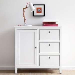 Valdo Wooden Sideboard In White With 1 Door 3 Drawers - UK