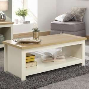 Loftus Wooden Coffee Table With Shelf In Cream