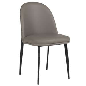 Valente Leather Dining Chair With Metal Legs In Grey