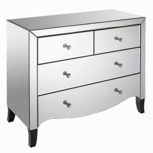 Valentia Mirrored Chest Of 4 Drawers In Silver