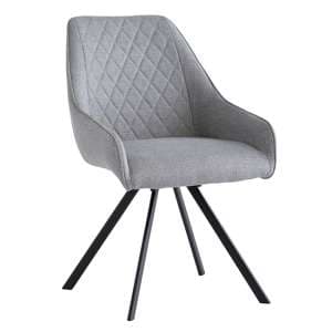 Valko Fabric Dining Chair Swivel In Silver Grey - UK