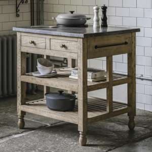 Valletta Marble Top Kitchen Island With 2 Drawers In Natural - UK
