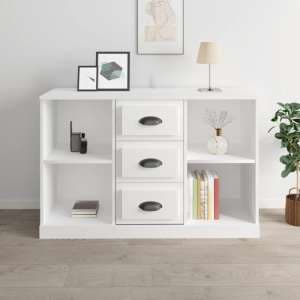 Vance High Gloss Sideboard With 3 Drawers In White - UK