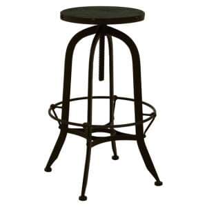Vance Round Green Marble Top Bar Stool With Black Metal Frame