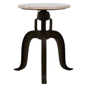 Vance Round White Marble Top Bar Stool With Black Metal Legs