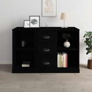 Vance Wooden Sideboard With 3 Drawers In Black - UK