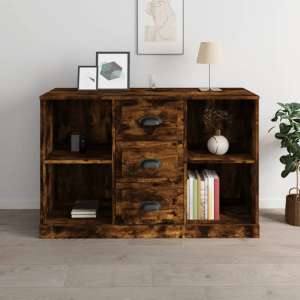 Vance Wooden Sideboard With 3 Drawers In Smoked Oak - UK