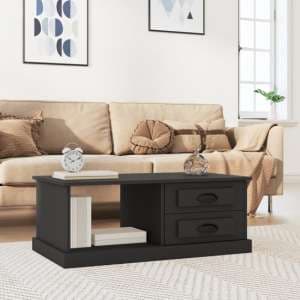 Vance Wooden Coffee Table With 2 Drawers In Black - UK
