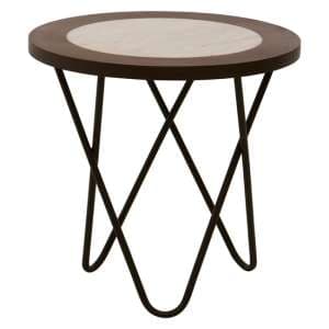 Vance Wooden Marble Top Side Table With Black Hairpin Base - UK