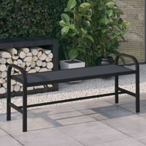 Vanya Twin WPC Garden Seating Bench With Steel Frame In Black - UK