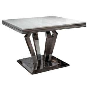Varda Square Marble Dining Table In White With Chrome Base