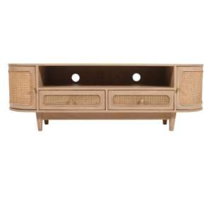 Varese Cane And Mango Wood TV Stand 2 Doors 2 Drawers In Oak - UK