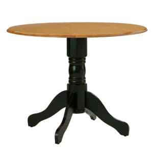 Varmora Round Wooden Dining Table In Oak And Black
