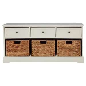 Varmora Wide Wooden Chest Of 6 Drawers In Ivory White - UK