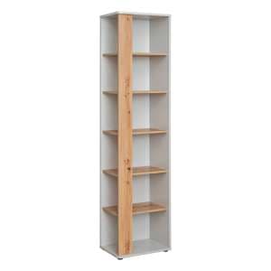 Varna Wooden Bookcase With 5 Shelves In Pearl Grey - UK