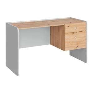 Varna Wooden Laptop Desk With 2 Drawers In Pearl Grey