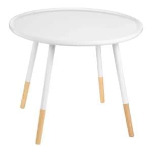 Varna Large Bamboo Round Side Table In White And Natural
