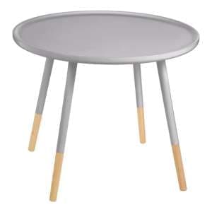 Varna Large Wooden Side Table Round In Grey