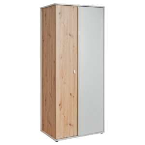 Varna Wooden Wardrobe With 2 Doors In Pearl Grey - UK