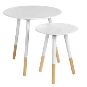 Varna Wooden Set Of 2 Side Tables Round In White