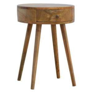 Lasix Wooden Circular Bedside Cabinet In Oak Ish With 1 Drawer - UK