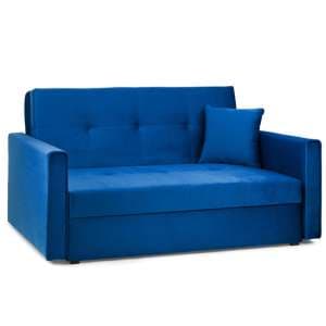 Vasso Plush Velvet 2 Seater Sofabed In Blue