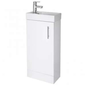 Vaults 40cm Floor Vanity Unit With Basin In Gloss White
