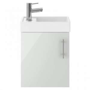Vaults 40cm Wall Vanity Unit With Basin In Gloss Grey Mist