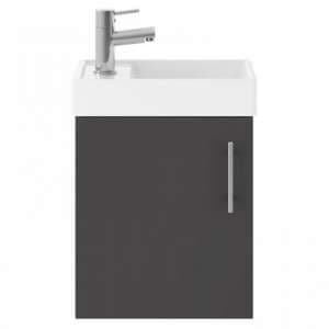 Vaults 40cm Wall Vanity Unit With Basin In Gloss Grey
