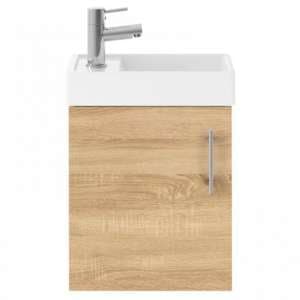 Vaults 40cm Wall Vanity Unit With Basin In Natural Oak