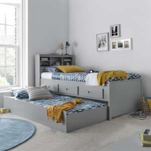 Vevey Pinewood Guest Single Bed With Guest Bed In Grey - UK