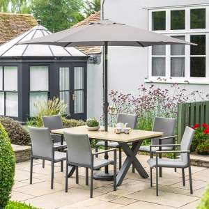 Vega 6 Seater Dining Set With Stacking Chairs And 3m Parasol - UK