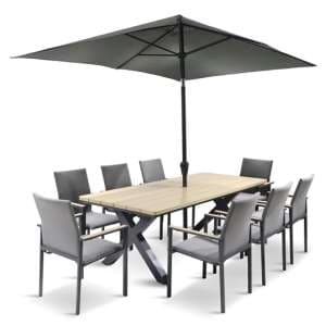 Vega 8 Seater Dining Set With Stacking Chairs And Parasol