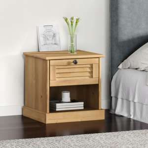 Vega Pinewood Bedside Cabinet With 1 Drawer In Brown - UK