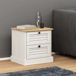 Vega Pinewood Bedside Cabinet With 2 Drawers In White - UK