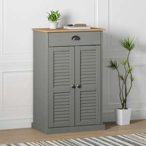 Vega Pinewood Shoe Storage Cabinet With 2 Doors In Grey - UK