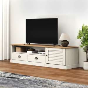 Vega Pinewood TV Stand With 1 Door 2 Drawers In White - UK