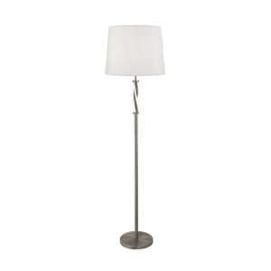 Vegas 1 Light Floor Lamp In Satin Silver And White - UK