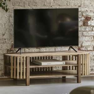 Vejle Mango Wood TV Stand With 1 Shelf In Natural - UK