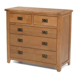 Velum Chest Of Drawers In Chunky Solid Oak With 5 Drawers - UK