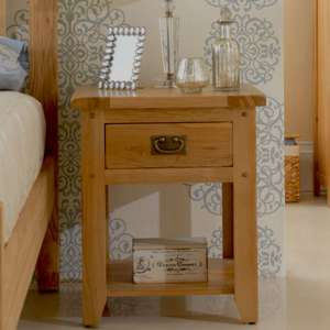 Velum Wooden Bedside Cabinet In Chunky Solid Oak With 1 Drawer - UK