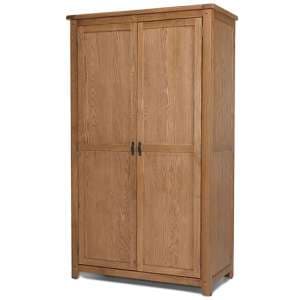 Velum Wooden Double Door Wardrobe In Chunky Solid Oak - UK