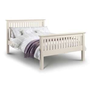 Ballari Wooden Double Size High Foot Bed In Stone White - UK