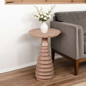 Venice Cane And Mango Wood Side Table In Natural - UK