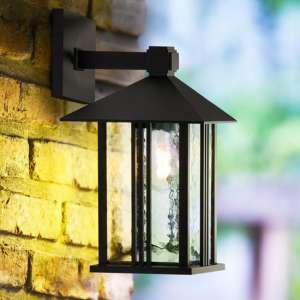 Venice Outdoor Wall Light In Black With Water Glass