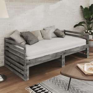 Veras Solid Pinewood Pull-Out Single Day Bed In Grey - UK