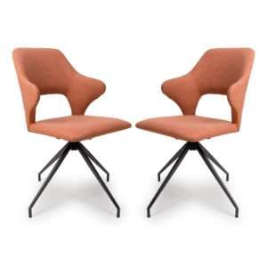 Vercelli Swivel Brick Fabric Dining Chairs In Pair - UK