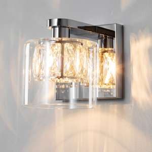 Verina Clear Glass Wall Light In Chrome - UK