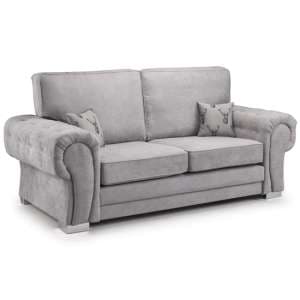 Verna Fullback Fabric 3 Seater Sofa In Grey - UK